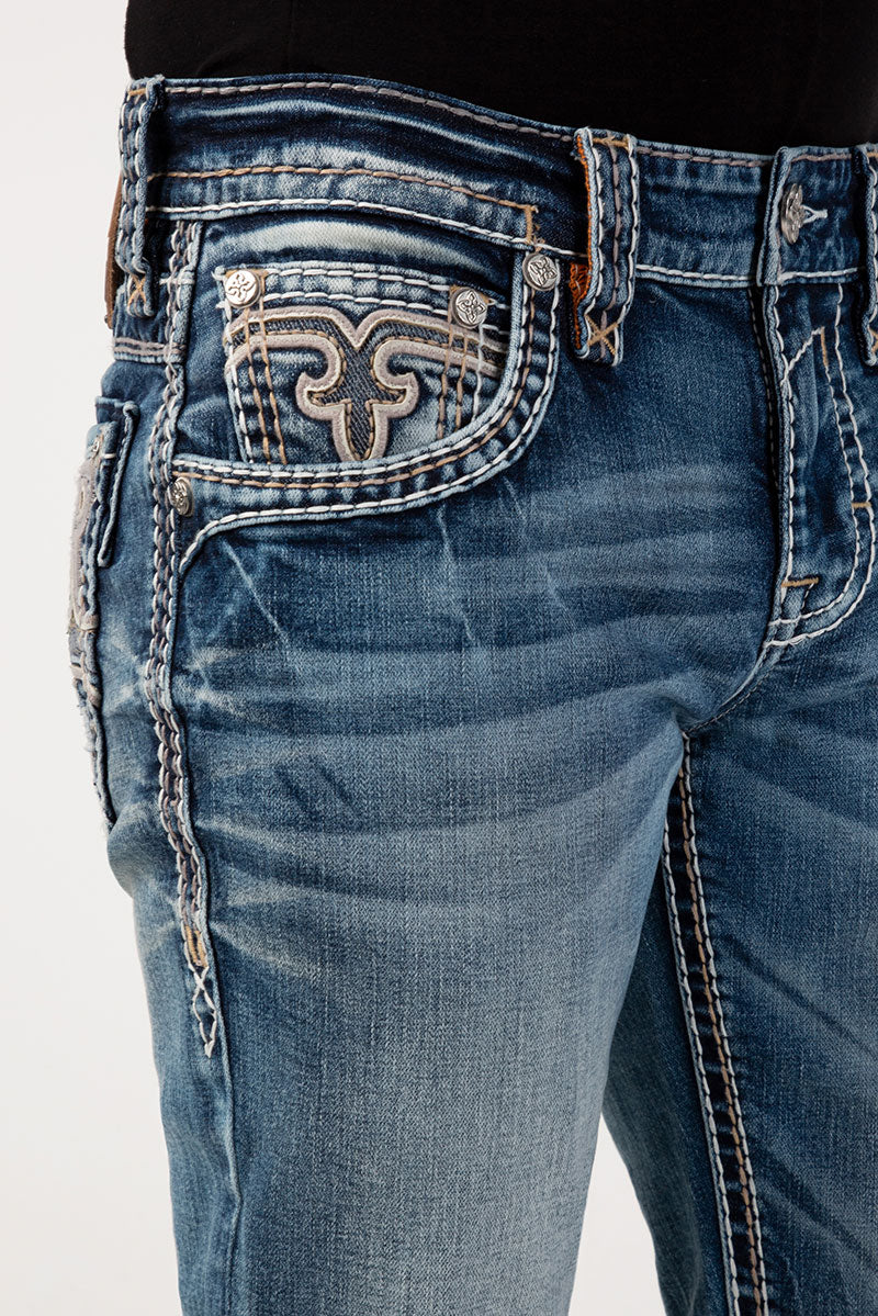 Popular Rock Revival Men’s Straight Jeans