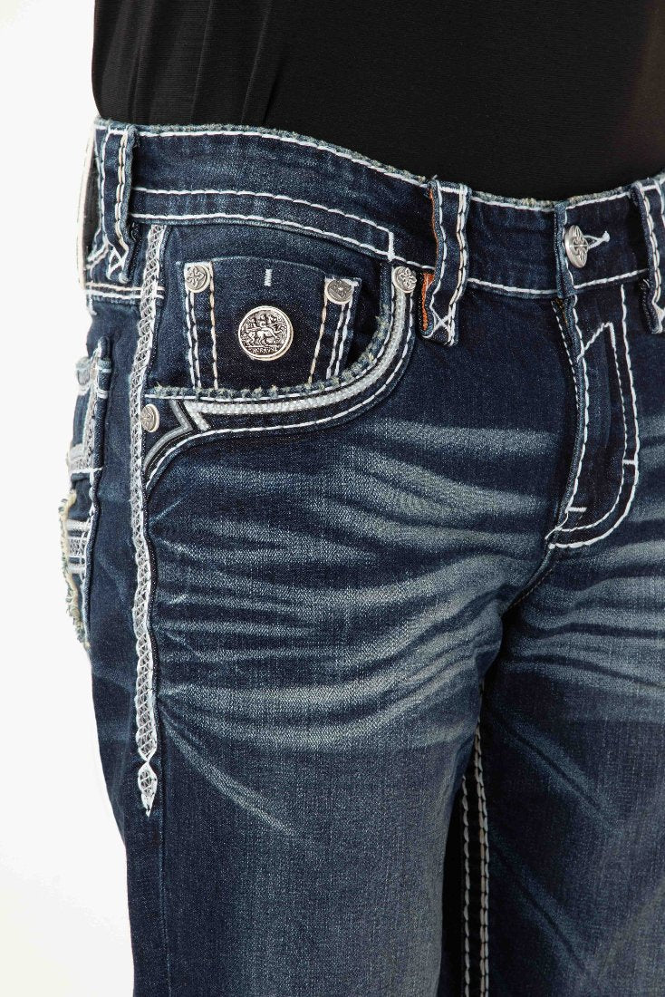 Popular Rock Revival Men’s Straight Jeans